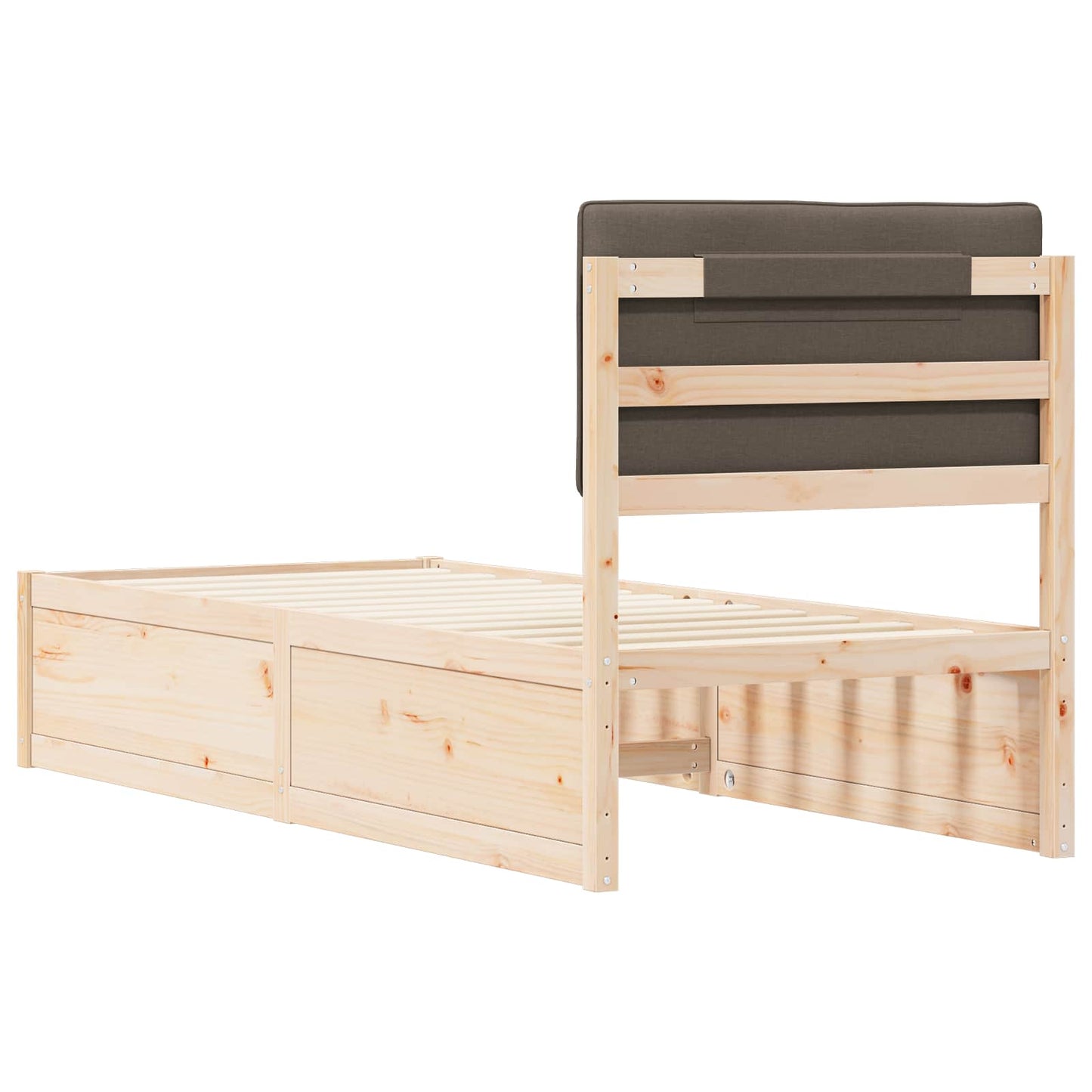 Bettgestell mit gepolstertem Kopfteil Taupe 75 x 190 cm