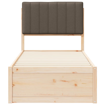 Bettgestell mit gepolstertem Kopfteil Taupe 75 x 190 cm