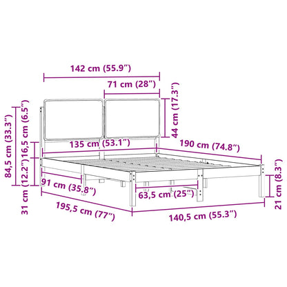 Bettgestell mit gepolstertem Kopfteil Hellgrau 135 x 190 cm