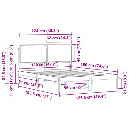 Bettgestell mit gepolstertem Kopfteil Schwarz 120 x 190 cm