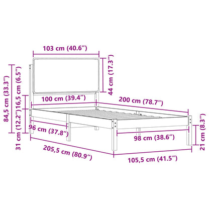 Bettgestell mit gepolstertem Kopfteil Schwarz 100 x 200 cm