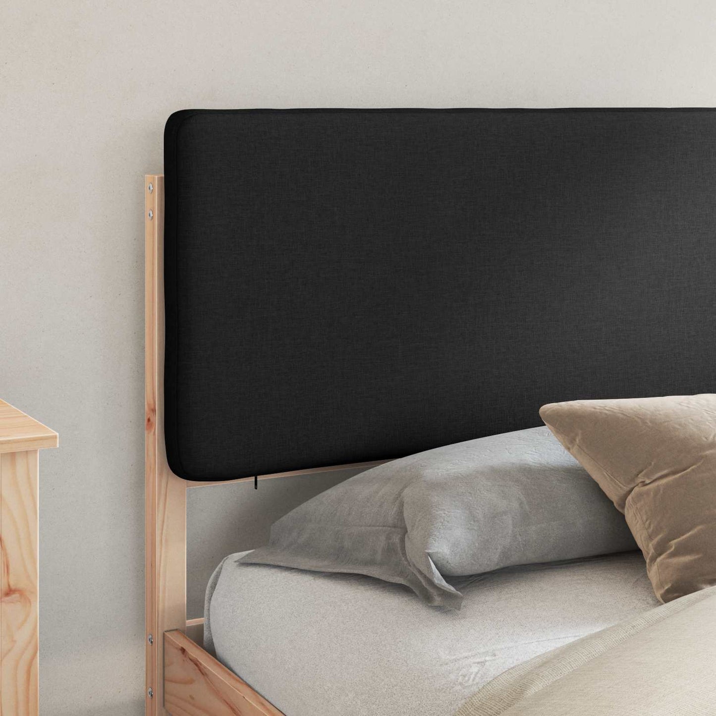 Bettgestell mit gepolstertem Kopfteil Schwarz 180 x 200 cm