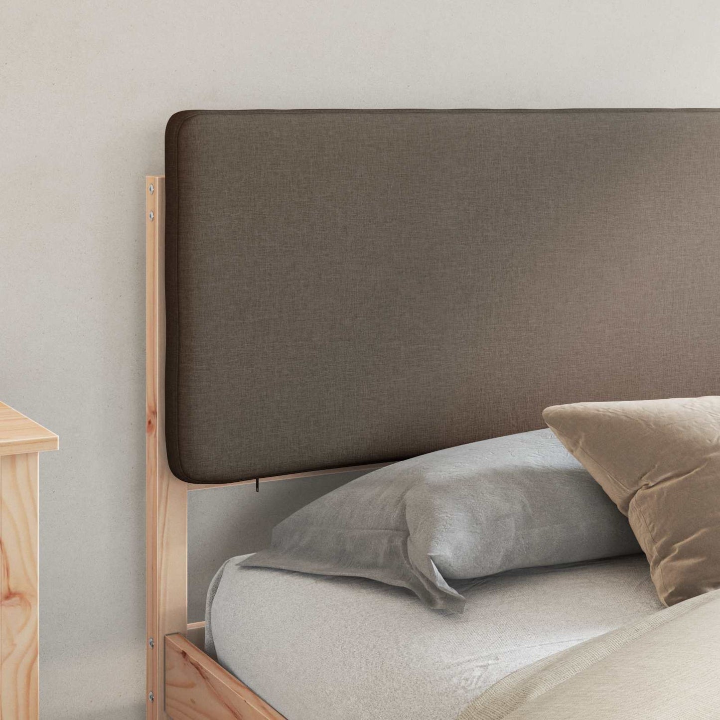 Bettgestell mit gepolstertem Kopfteil Taupe 180 x 200 cm