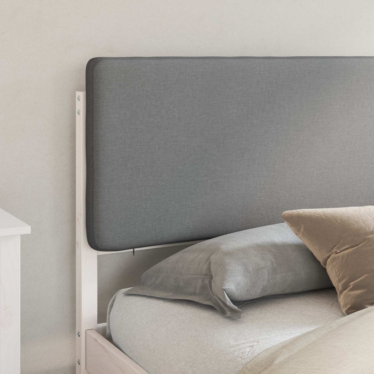 vidaXL Cadre de lit avec tête de lit rembourrée Gris clair 180 x 200 cm