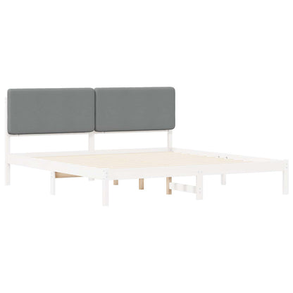 vidaXL Cadre de lit avec tête de lit rembourrée Gris clair 180 x 200 cm