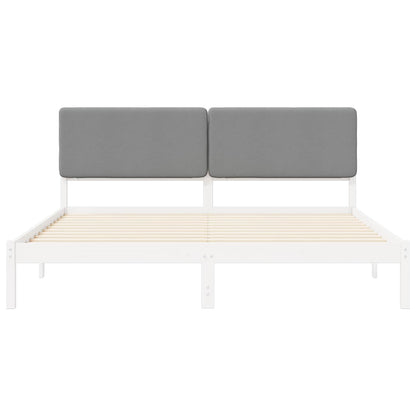 vidaXL Cadre de lit avec tête de lit rembourrée Gris clair 180 x 200 cm