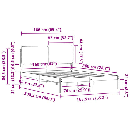 Bettgestell mit gepolstertem Kopfteil Schwarz 160 x 200 cm