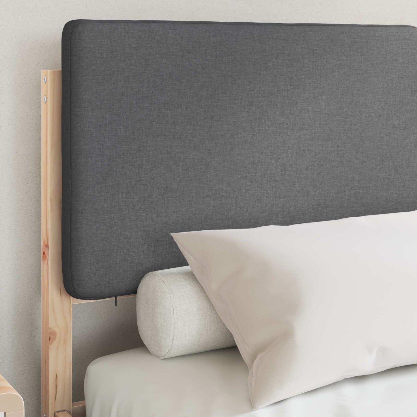Bettgestell mit gepolstertem Kopfteil Dunkelgrau 150 x 200 cm