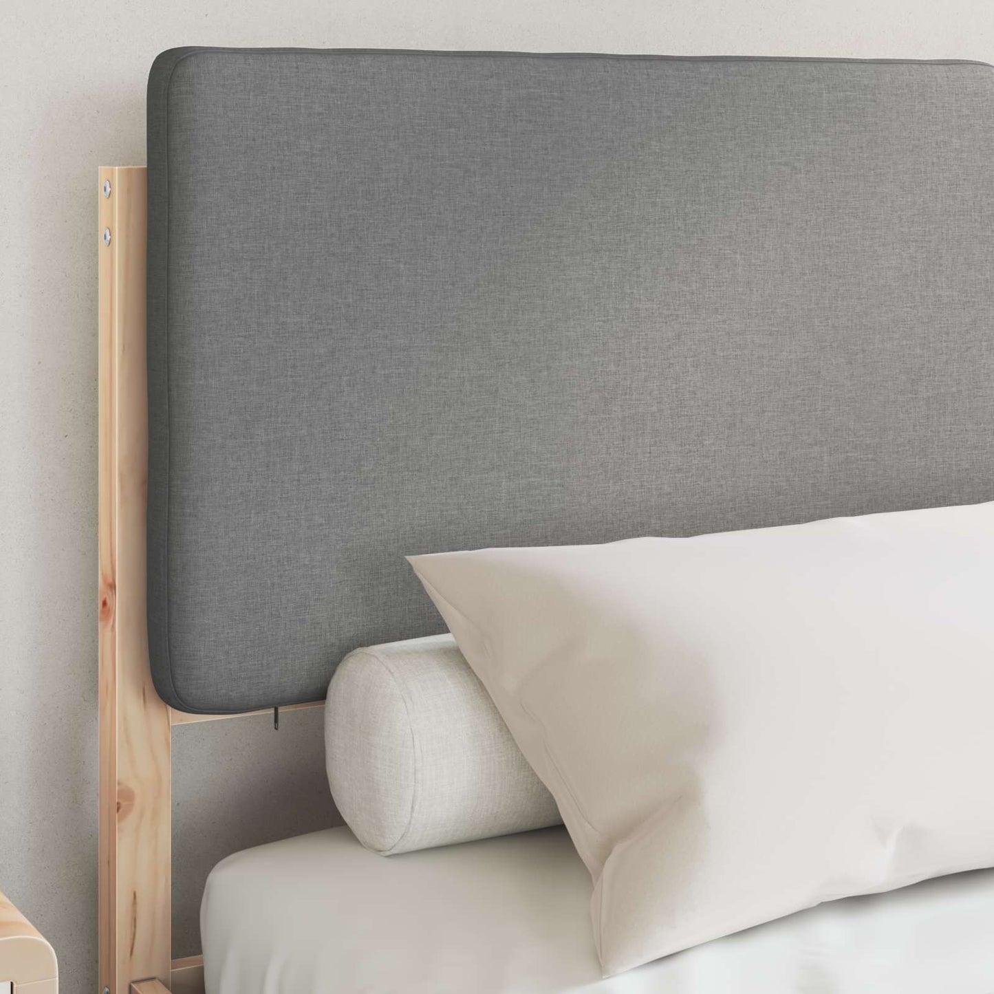 Bettgestell mit gepolstertem Kopfteil Hellgrau 140 x 200 cm