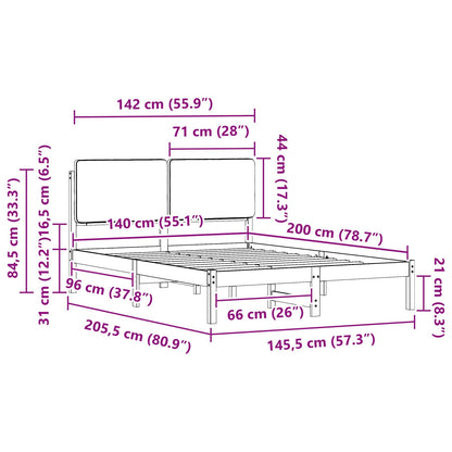 Bettgestell mit gepolstertem Kopfteil Hellgrau 140 x 200 cm