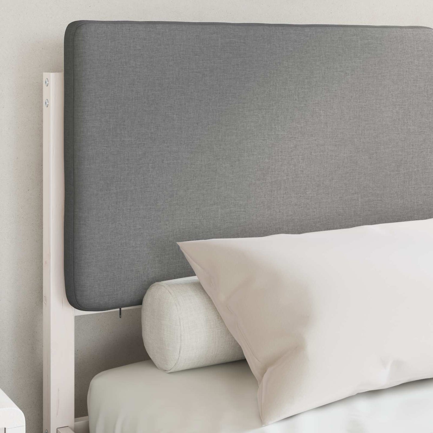 vidaXL Cadre de lit avec tête de lit rembourrée Gris clair 140 x 200 cm