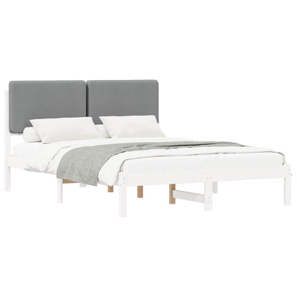 vidaXL Cadre de lit avec tête de lit rembourrée Gris clair 140 x 200 cm