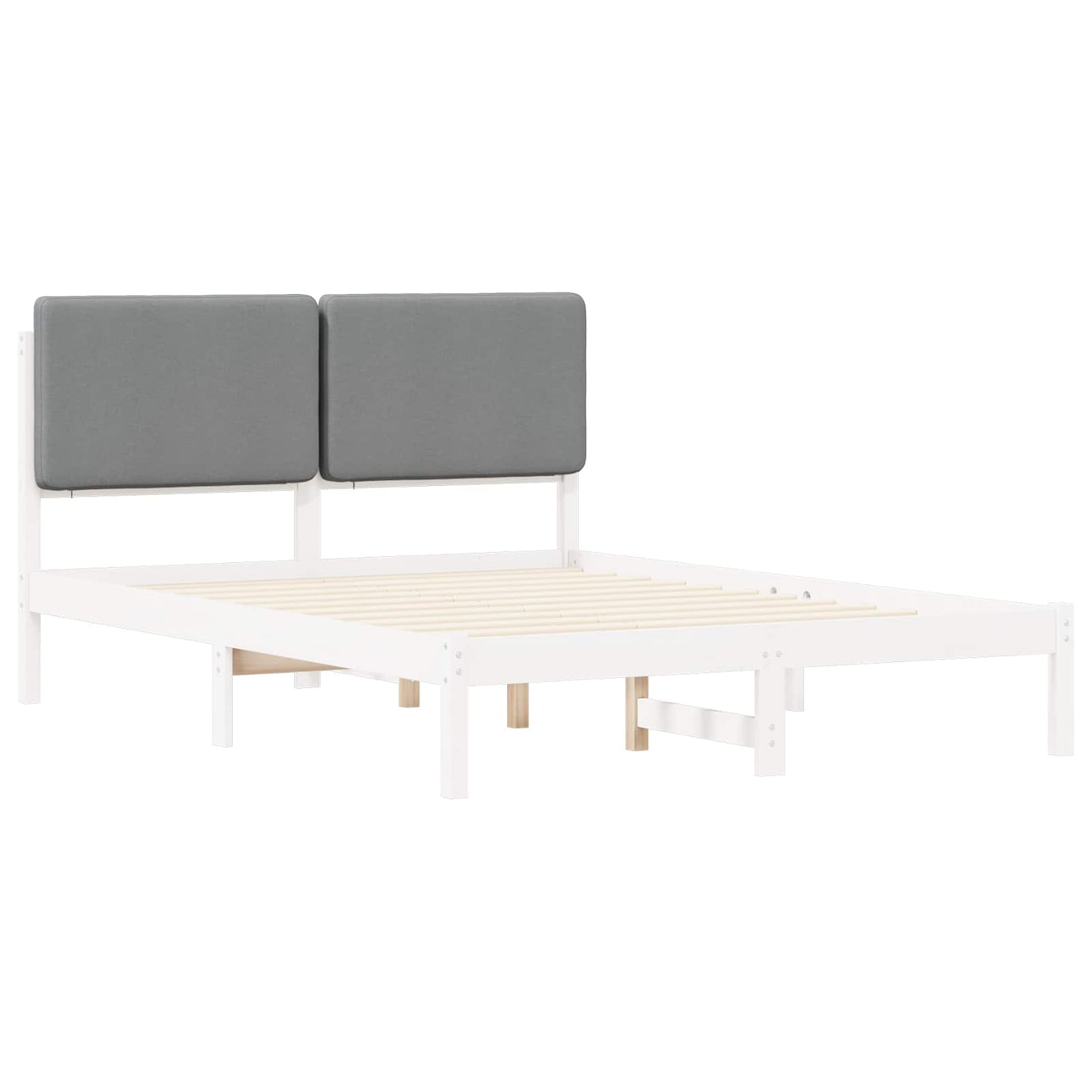 vidaXL Cadre de lit avec tête de lit rembourrée Gris clair 140 x 200 cm