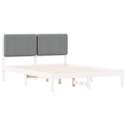 vidaXL Cadre de lit avec tête de lit rembourrée Gris clair 140 x 200 cm