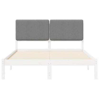 vidaXL Cadre de lit avec tête de lit rembourrée Gris clair 140 x 200 cm