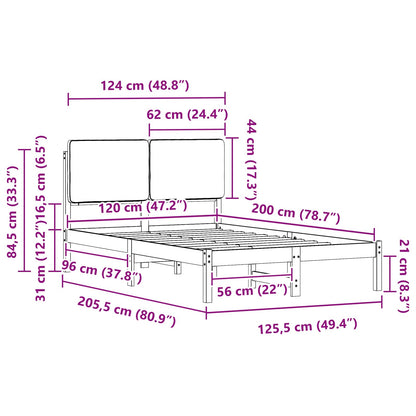 Bettgestell mit gepolstertem Kopfteil Hellgrau 120 x 200 cm