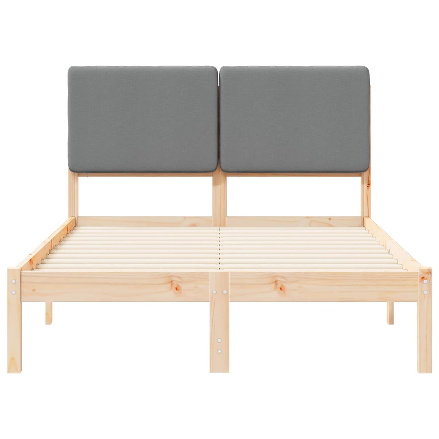 Bettgestell mit gepolstertem Kopfteil Hellgrau 135 x 190 cm