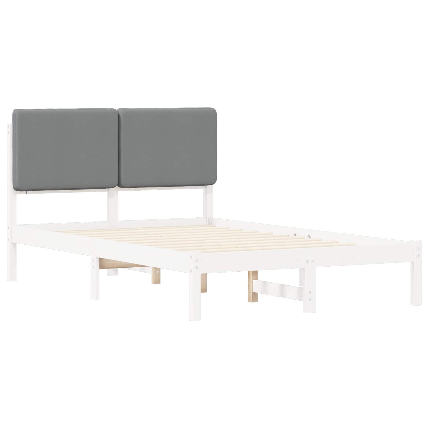 vidaXL Bettgestell mit gepolstertem Kopfteil Hellgrau 135 x 190 cm