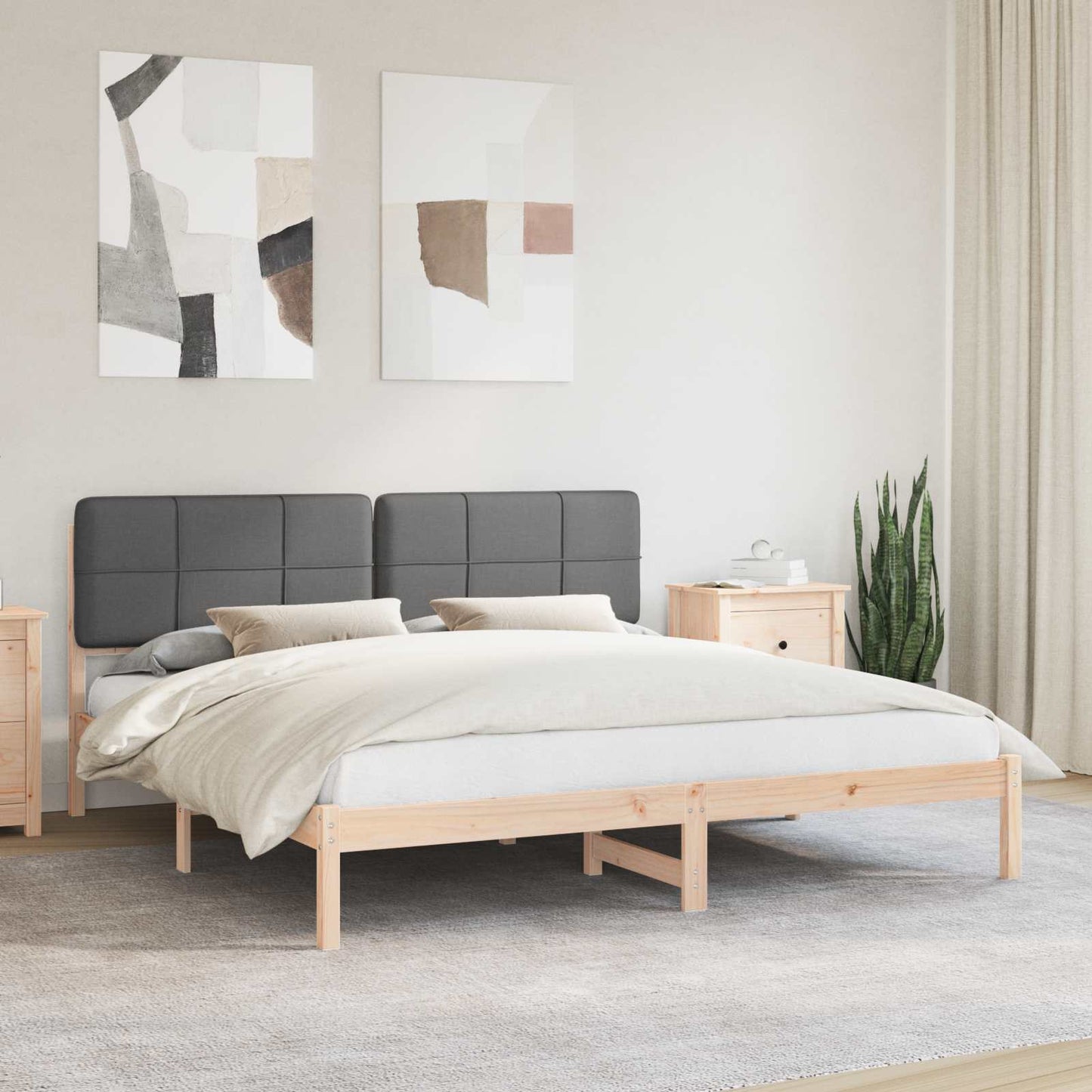 vidaXL Bettgestell mit gepolstertem Kopfteil Dunkelgrau 180 x 200 cm