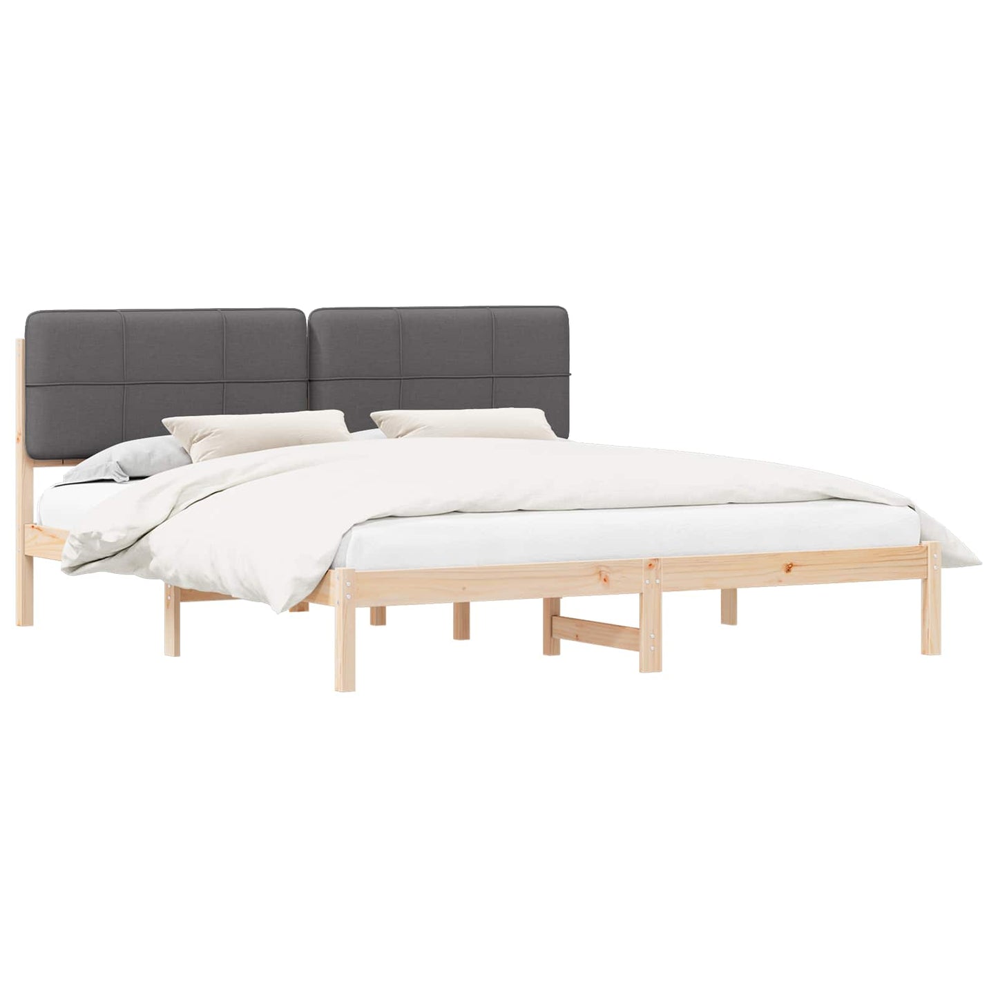 vidaXL Bettgestell mit gepolstertem Kopfteil Dunkelgrau 180 x 200 cm