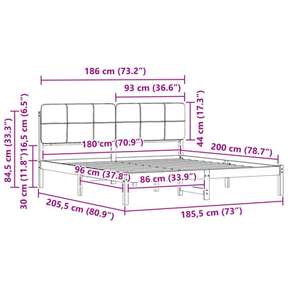 vidaXL Bettgestell mit gepolstertem Kopfteil Dunkelgrau 180 x 200 cm