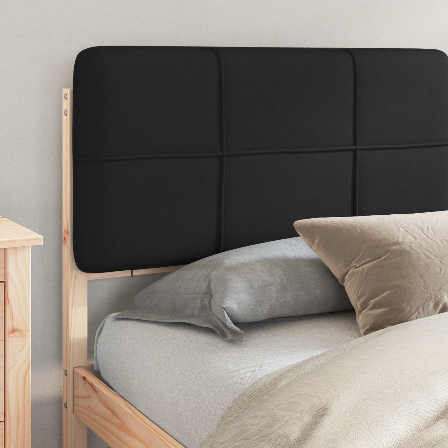 vidaXL Bettgestell mit gepolstertem Kopfteil Schwarz 180 x 200 cm
