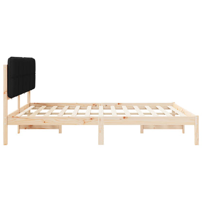 vidaXL Bettgestell mit gepolstertem Kopfteil Schwarz 180 x 200 cm