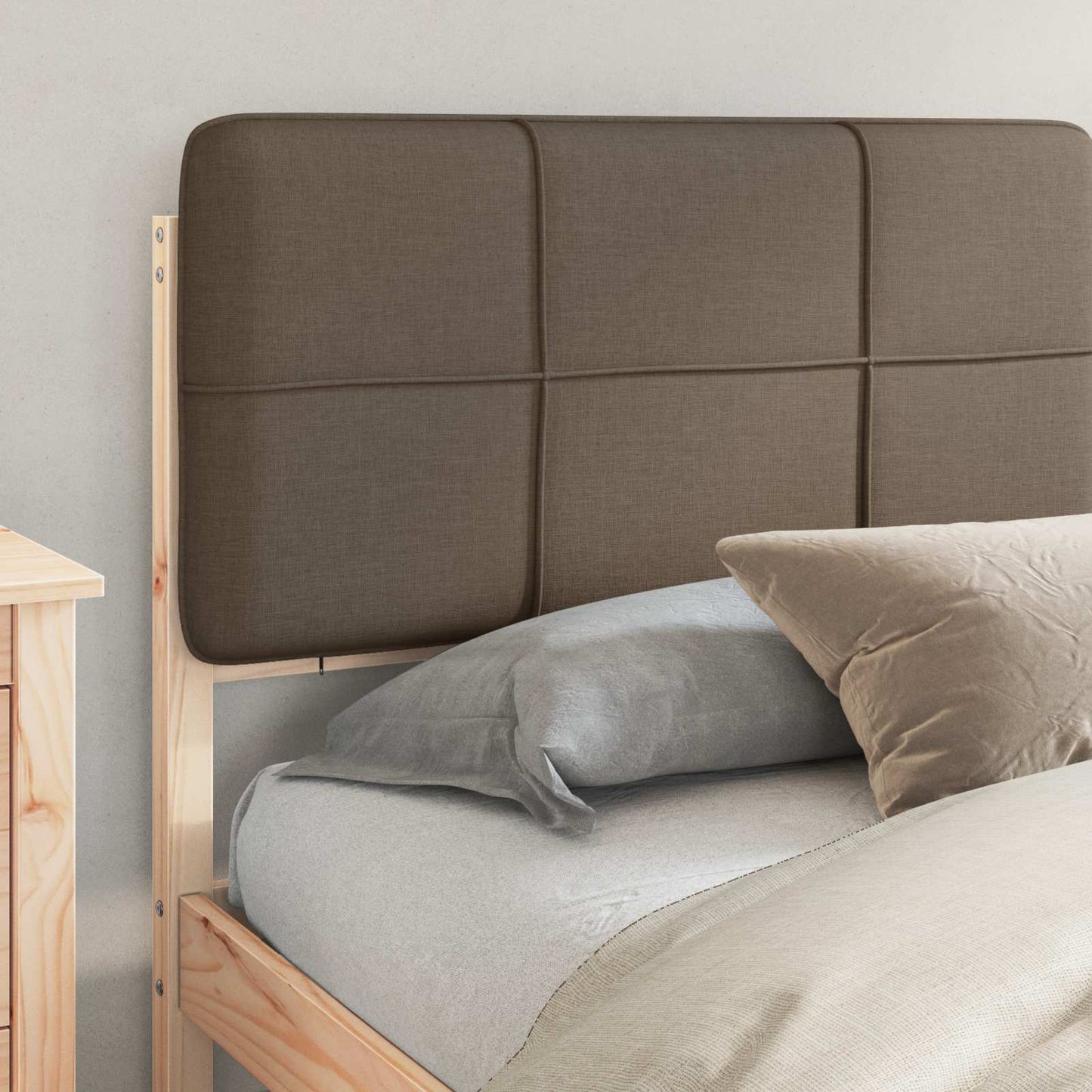 vidaXL Bettgestell mit gepolstertem Kopfteil Taupe 180 x 200 cm