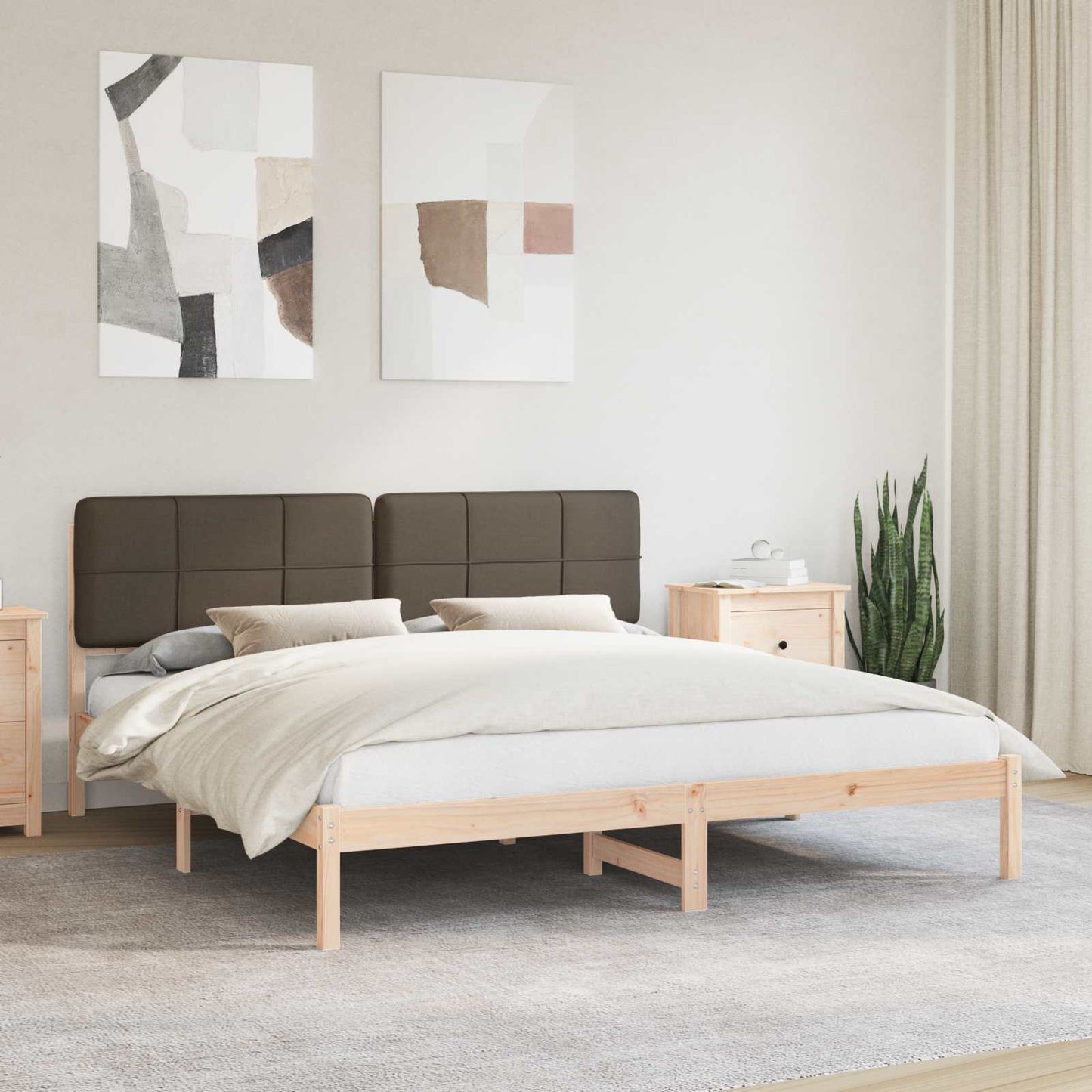vidaXL Bettgestell mit gepolstertem Kopfteil Taupe 180 x 200 cm