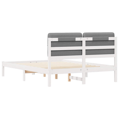 vidaXL Cadre de lit avec tête de lit capitonnée Gris clair 160 x 200 cm