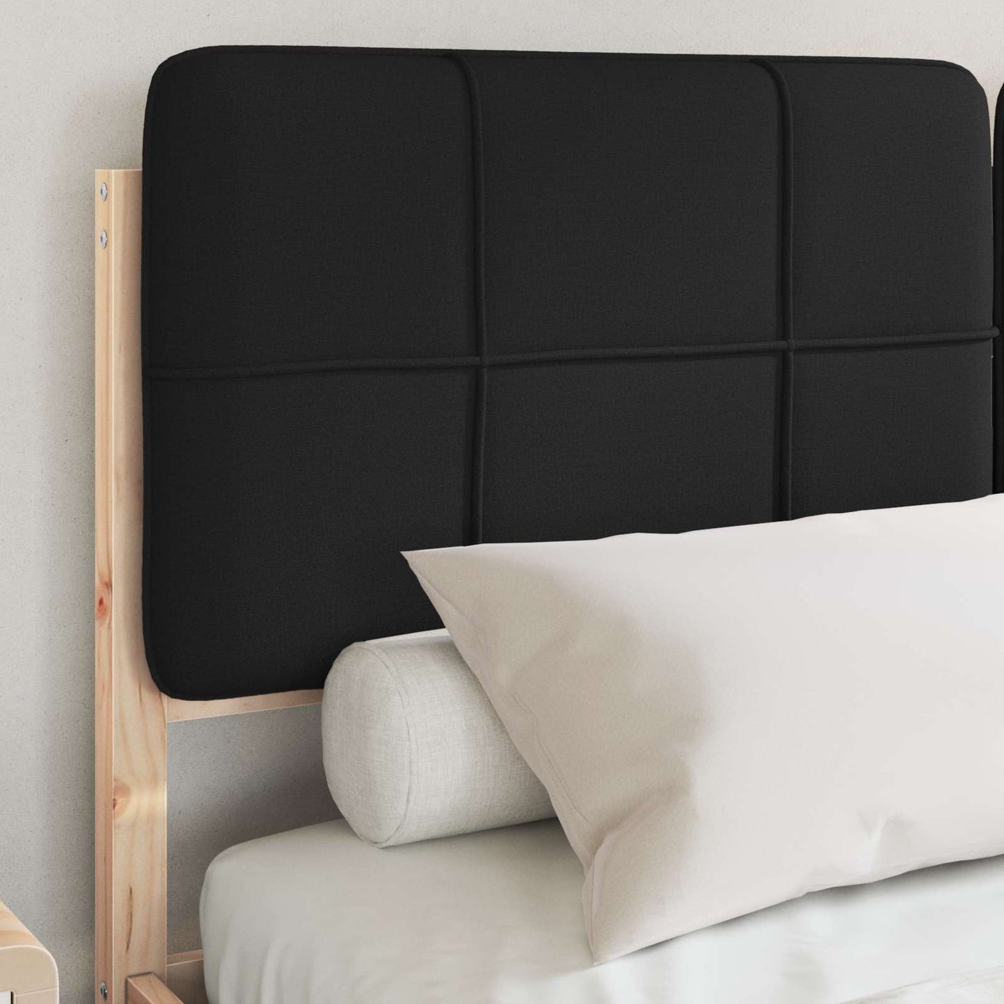 vidaXL Cadre de lit avec tête de lit rembourrée Noir 150 x 200 cm