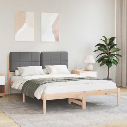 vidaXL Cadre de lit avec tête de lit rembourrée Gris foncé 140 x 200 cm