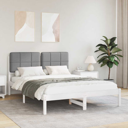 vidaXL Cadre de lit avec tête de lit rembourrée Gris clair 140 x 200 cm