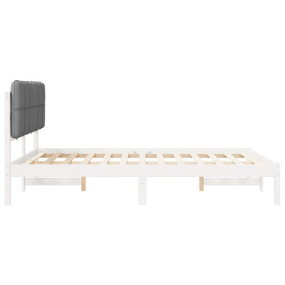 vidaXL Cadre de lit avec tête de lit rembourrée Gris clair 140 x 200 cm