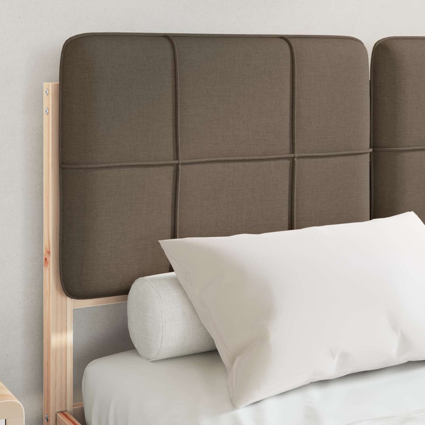vidaXL Cadre de lit avec tête de lit rembourrée taupe 120 x 200 cm