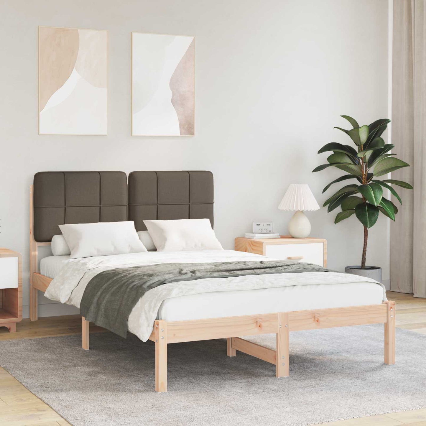 vidaXL Cadre de lit avec tête de lit rembourrée taupe 120 x 200 cm