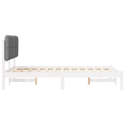 vidaXL Cadre de lit avec tête de lit capitonnée Gris clair 120 x 200 cm