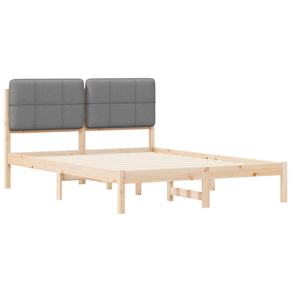 vidaXL Cadre de lit avec tête de lit rembourrée Gris clair 140 x 190 cm