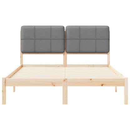 vidaXL Cadre de lit avec tête de lit rembourrée Gris clair 140 x 190 cm