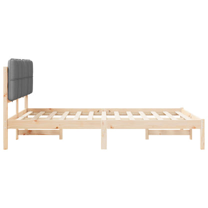 vidaXL Cadre de lit avec tête de lit rembourrée Gris clair 140 x 190 cm
