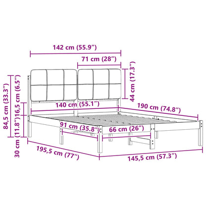 Bettgestell mit gepolstertem Kopfteil Hellgrau 140 x 190 cm