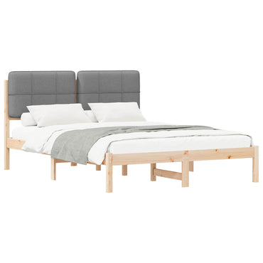 vidaXL Bettgestell mit gepolstertem Kopfteil Hellgrau 135 x 190 cm