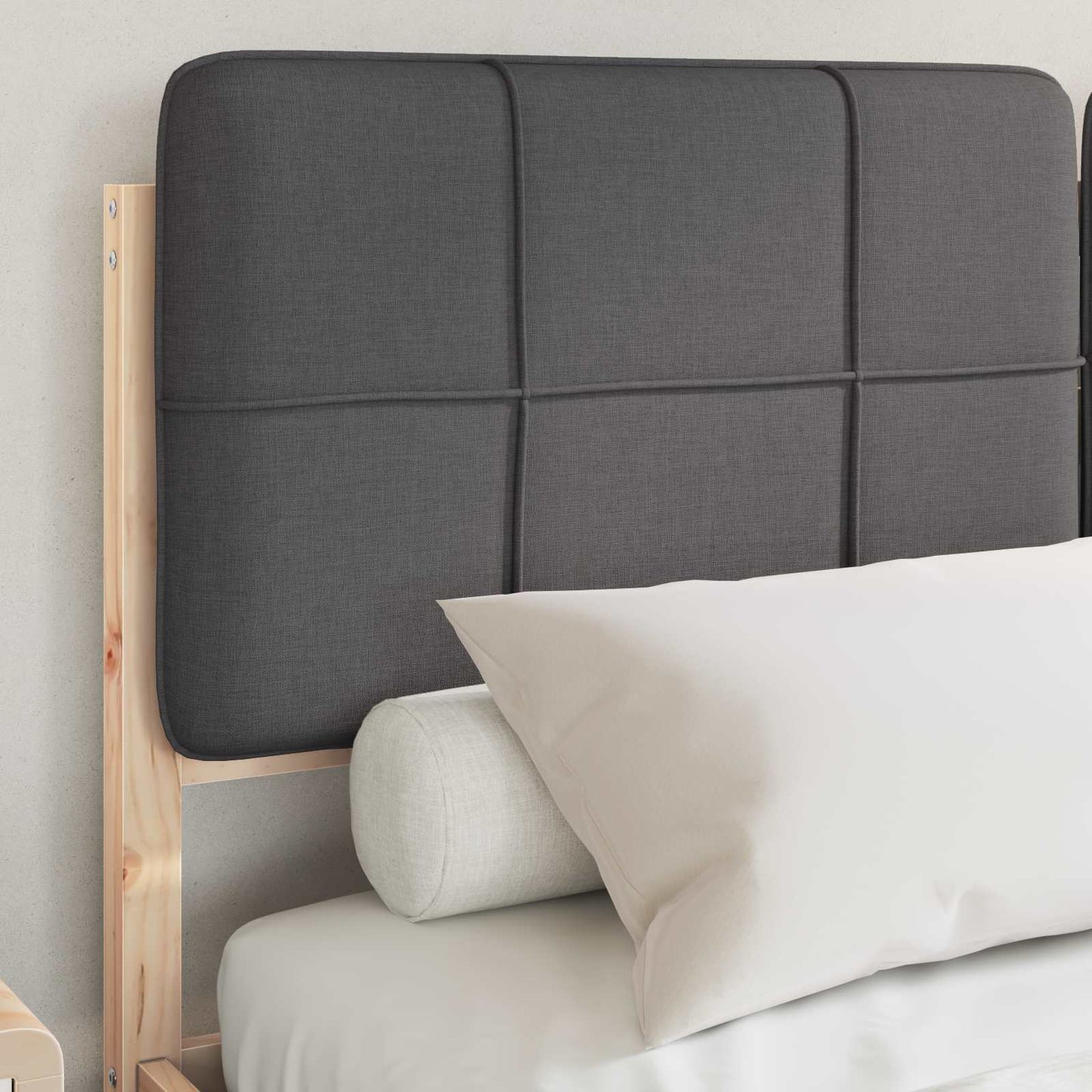vidaXL Bettgestell mit gepolstertem Kopfteil Dunkelgrau 135 x 190 cm