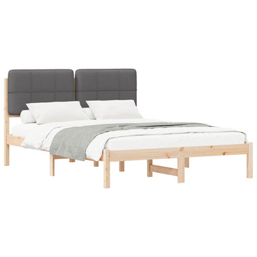 vidaXL Bettgestell mit gepolstertem Kopfteil Dunkelgrau 135 x 190 cm