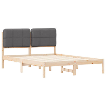 vidaXL Bettgestell mit gepolstertem Kopfteil Dunkelgrau 135 x 190 cm