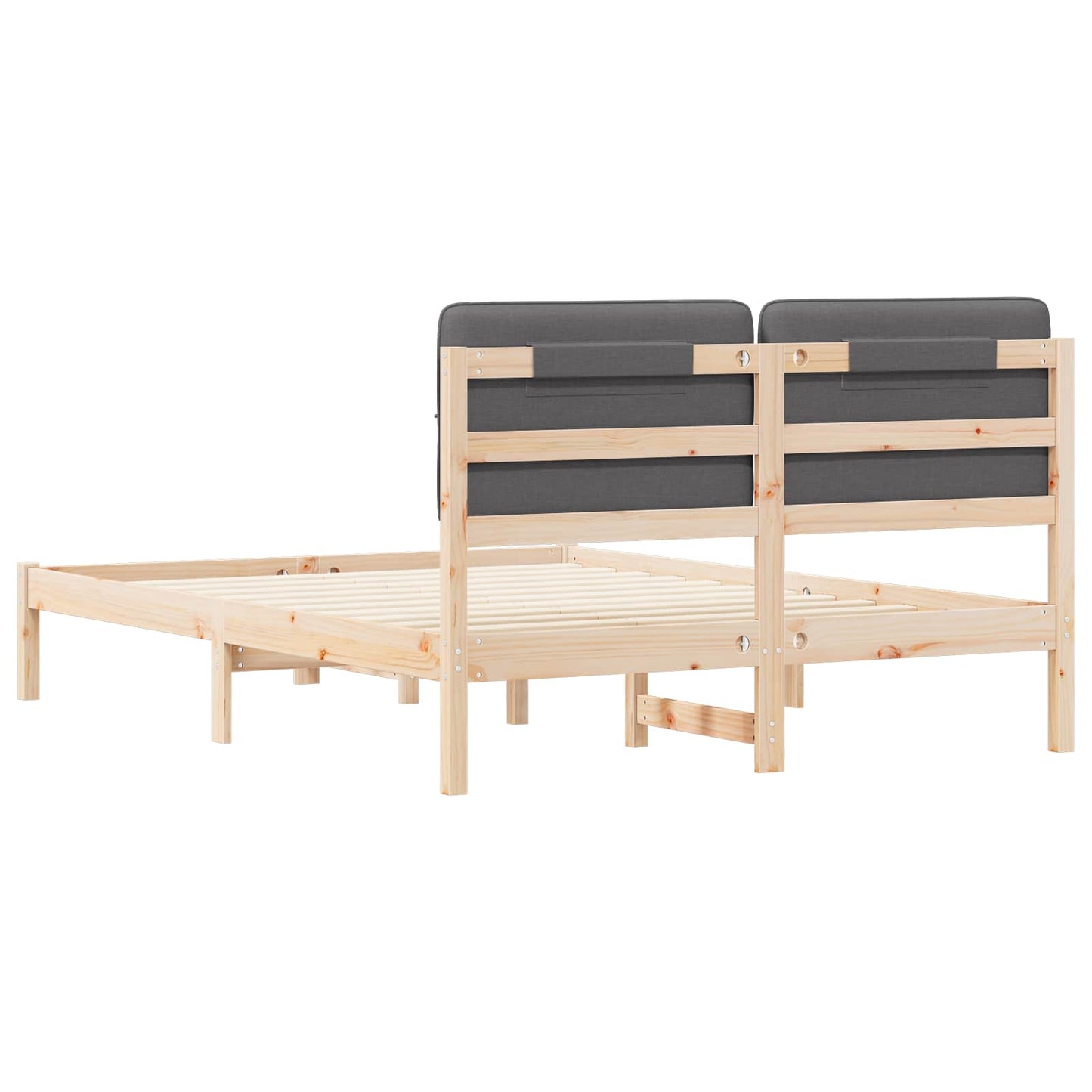 vidaXL Bettgestell mit gepolstertem Kopfteil Dunkelgrau 135 x 190 cm