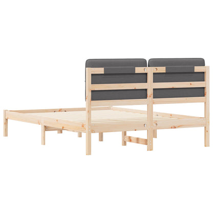 vidaXL Bettgestell mit gepolstertem Kopfteil Dunkelgrau 135 x 190 cm