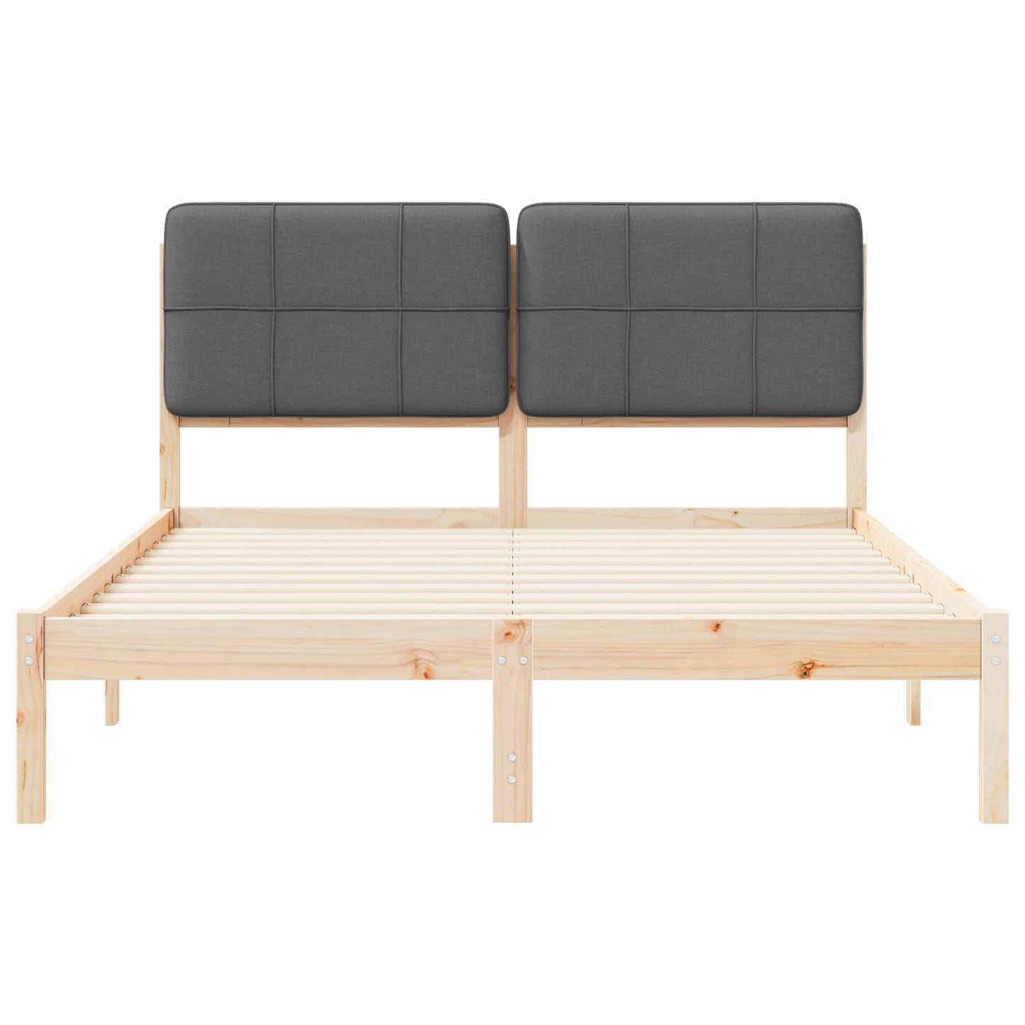 vidaXL Bettgestell mit gepolstertem Kopfteil Dunkelgrau 135 x 190 cm