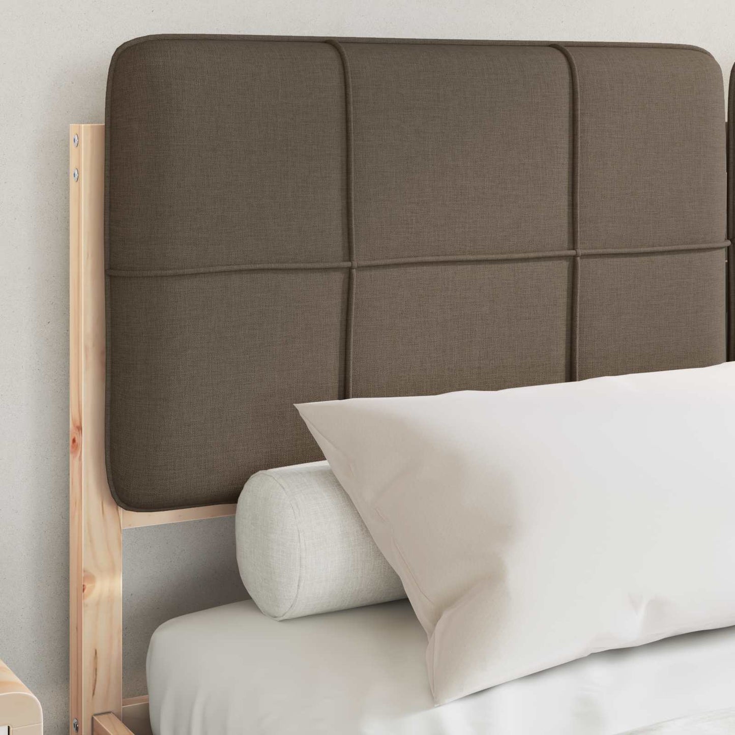 vidaXL Bettgestell mit gepolstertem Kopfteil Taupe 135 x 190 cm