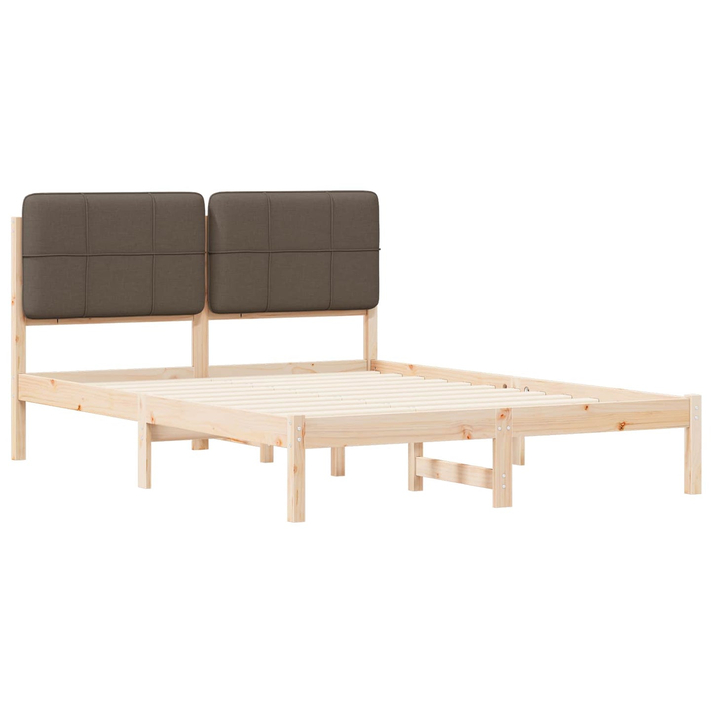 vidaXL Bettgestell mit gepolstertem Kopfteil Taupe 135 x 190 cm